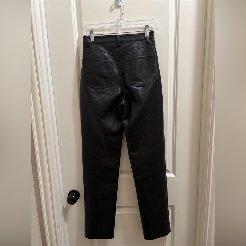 Aritzia Wilfred The Melina Pant Black Vegan Leather Straight High Rise Size 2 - Picture 5 of 5